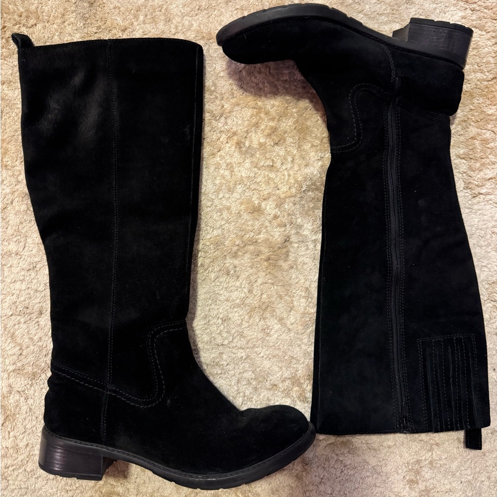 Knee High Black Boots Suede Clark’s women’s size 7.5 zippered chunky